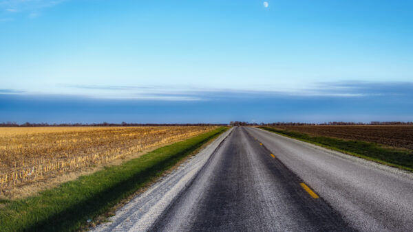 Wallpaper Field, Sky, Road, Mobile, Horizon, Nature, Blue, Between, With, Under, Moon, Desktop