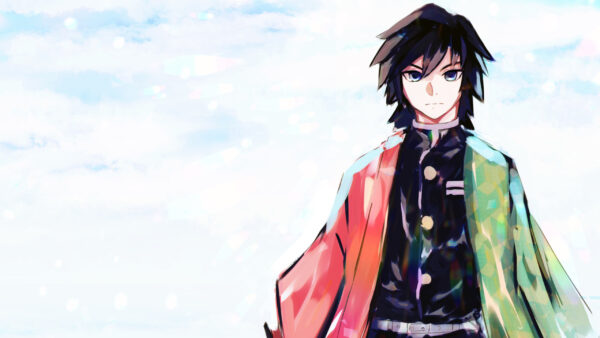 Wallpaper Clouds, Black, Blue, Hair, Background, Tomioka, Slayer, With, And, Demon, Sky, Giyuu, Anime, Desktop