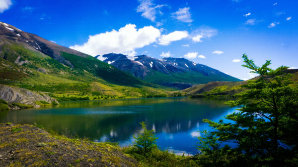 Wallpaper Mobile, Beautiful, Field, Mountains, Nature, View, Lake, Landscape, Grass, Desktop, Reflection