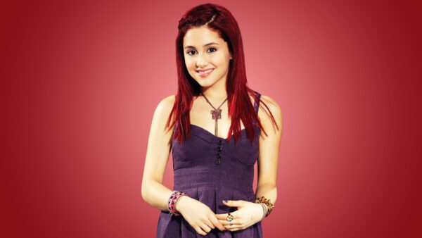 Wallpaper Smile, With, Cute, Ariana, Grande, Background, Red