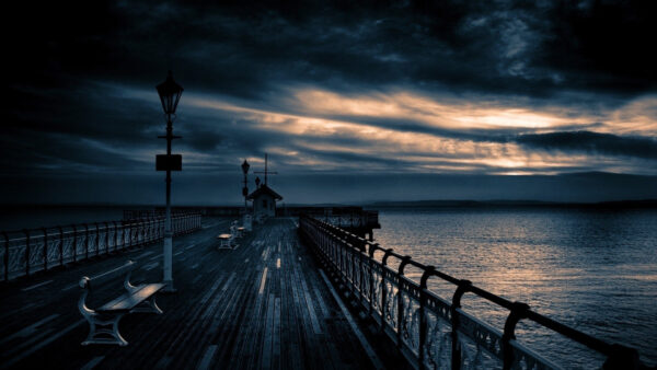 Wallpaper Scenery, Nature, Pier, Dark, Background, Beautiful