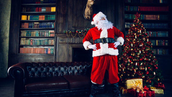 Wallpaper Desktop, Tree, Near, Santa, Standing, Christmas, Claus