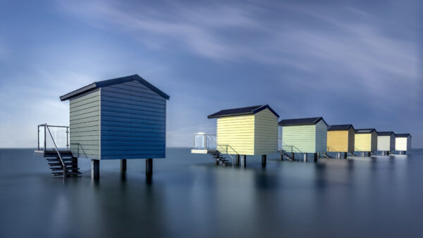 Wallpaper Desktop, Water, Under, Sky, House, Cloudy, Nature, Beach