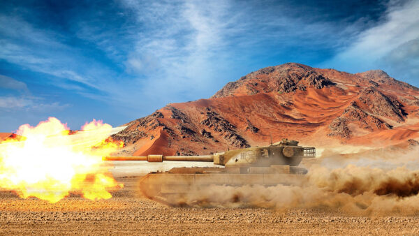 Wallpaper Sky, And, World, Mountain, With, Brown, Background, Tanks, Blue, Fire, Tank, Desktop, Clouds