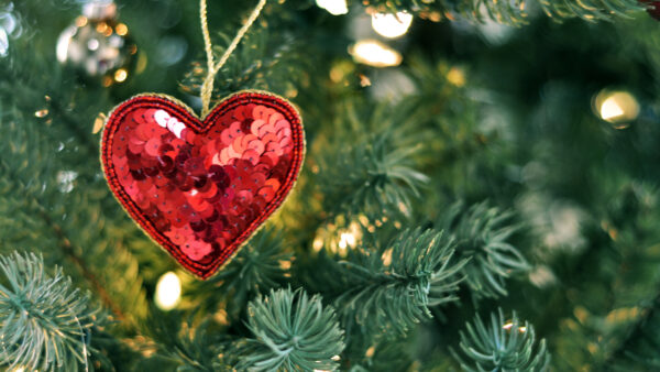 Wallpaper Desktop, Lights, Christmas, Mobile, Background, Tree, Heart, Red, With, Glitter