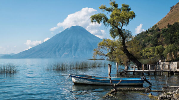 Wallpaper Trees, Water, Peak, Wood, Boat, Mountains, Nature, Green, Dock, Slope