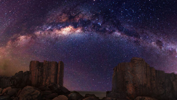 Wallpaper Stars, Desktop, Rock, Sky, Space, Under, With, Purple, Stones