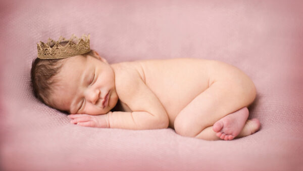 Wallpaper Child, Cute, With, Baby, Texture, Sleeping, Crown, Pink