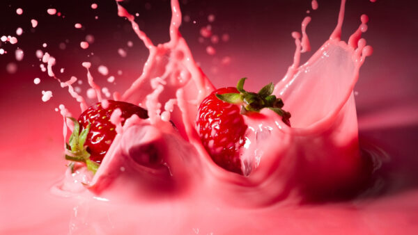 Wallpaper Drinks, Strawberry, Splash, Pink
