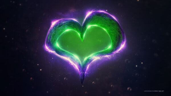 Wallpaper Green, Love, Heart, Purple