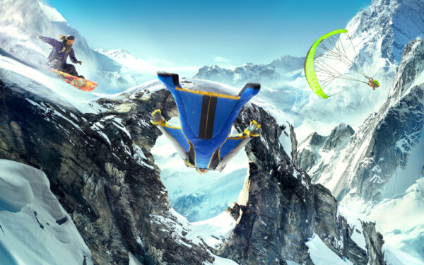 Wallpaper Wingsuit, Steep, Paragliding, SnowBoarding