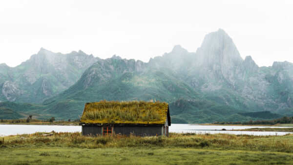 Wallpaper With, Field, Beautiful, Grass, Mountains, Scenery, River, Desktop, Fog, Nature, Background, Mobile, Hut, Green