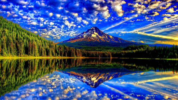 Wallpaper Mobile, Sky, And, With, Nature, Reflection, Mountain, Lake, Blue, Clouds, Desktop