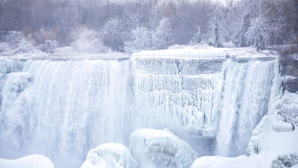 Wallpaper Waterfall, And, Mobile, Winter, During, Nature, Desktop, Ice, Snow