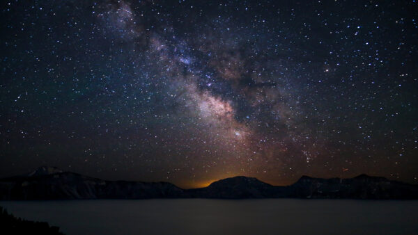 Wallpaper Lake, Dark, Sky, Around, Stars, Space, Clouds, With, Under, And, Mountain