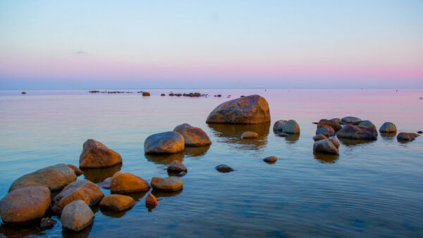 Wallpaper Stones, Coast, Nature, Pink, Mobile, Sky, Sea, Blue, Background, Desktop, Light, Pebbles