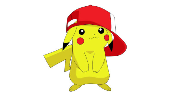 Wallpaper Red, Hat, Background, White, Wearing, Pikachu
