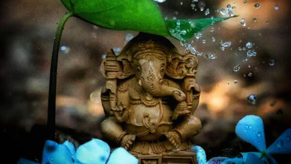 Wallpaper Desktop, Water, Ganesh, Splash, Green, Blur, Under, Background, Cute, Statue, Leaf