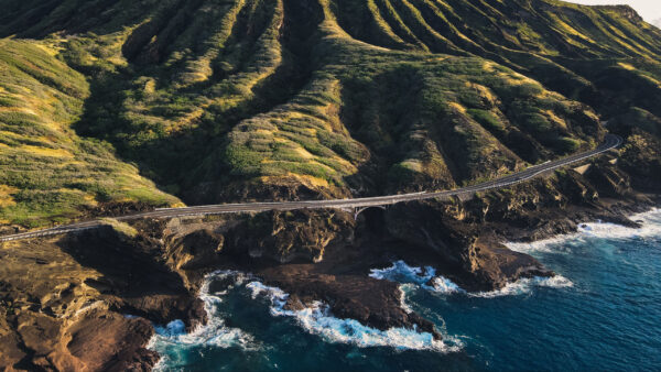 Wallpaper Waves, Road, Between, Sea, Island, And, Rocks, Nature