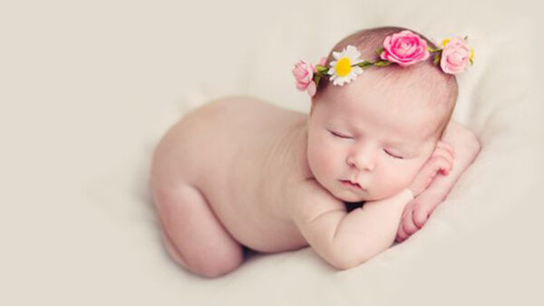 Wallpaper Colorful, White, Beautiful, With, Baby, Cute, Flowers, Cloth, Sleeping, Child, Headband