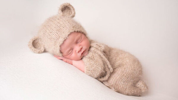 Wallpaper White, Baby, Cute, Knitted, Wearing, And, Child, Cap, Beautiful, Dress, Woolen, Cloth, Sleeping