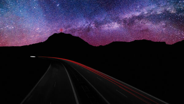 Wallpaper Near, Stars, Desktop, Mountain, With, And, Sky, Under, Blue, Space, Purple, Highways