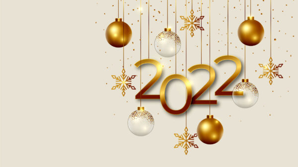 Wallpaper Golden, Balls, Snowflakes, New, White, Year, Decoration, 2022