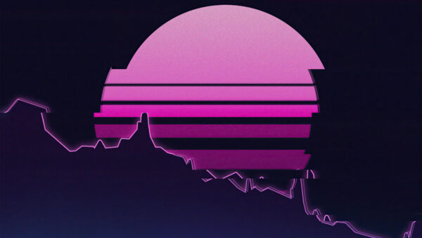 Wallpaper Vaporwave, Moon, Sun, Retro, Purple, Light