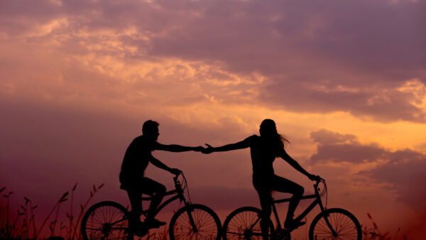 Wallpaper Purple, Bicycles, Couple, Light, Sky, Background