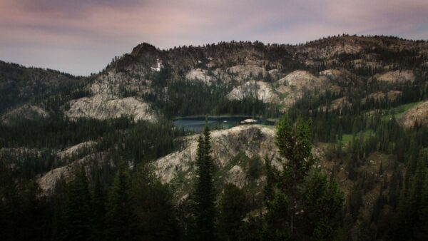 Wallpaper Surrounded, Mountains, Lake, Mobile, Trees, During, Nature, Desktop, Rock, Sunset, Bushes