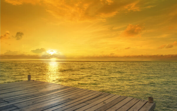 Wallpaper Beach, Sunrise, Horizon