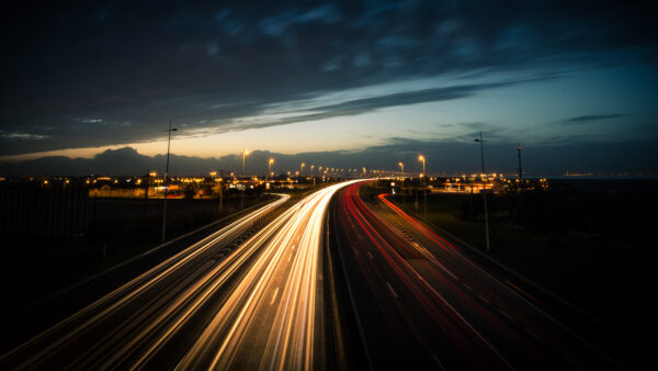 Wallpaper Highway, Dusk, Traffic