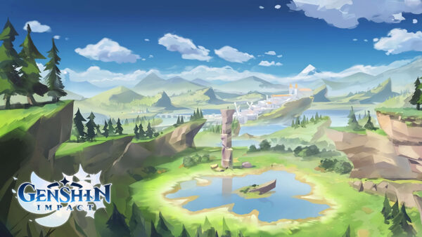Wallpaper Battle, Trees, With, Games, Impact, Desktop, Genshin, Field