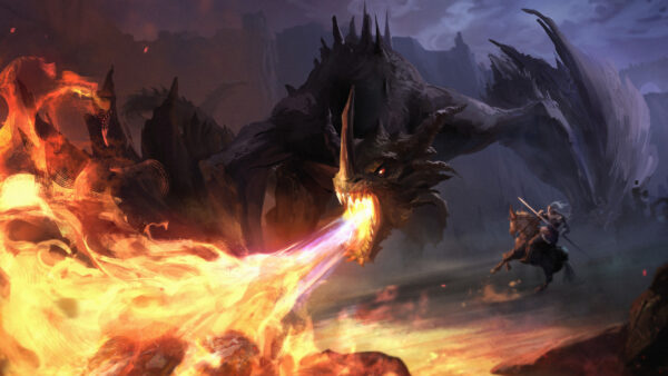 Wallpaper With, Fire, Dragon, Elden, Ring