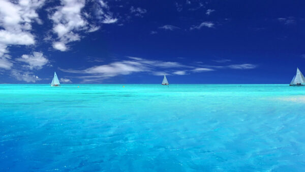 Wallpaper Boat, Calm, Under, Beach, Sky, Water, Body, Blue, Desktop