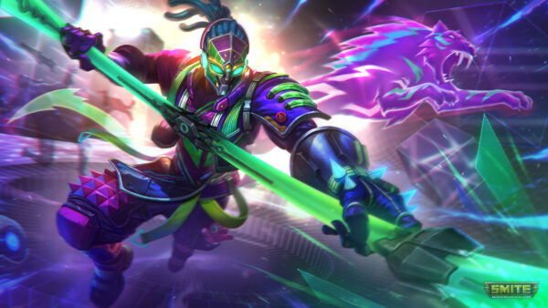 Wallpaper Smite, Sun, Neon, Wukong