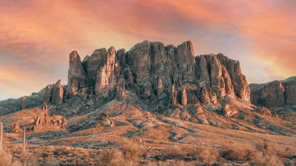 Wallpaper Superstition, Sunset, During, Mobile, Arizona, Desktop, Mountain, Mountains