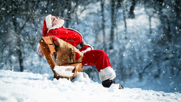 Wallpaper Sitting, Christmas, Desktop, Santa, Bench, Snow, During, Falling, Claus, Wallpaper