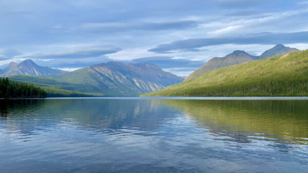 Wallpaper Reflection, Blue, Under, Grass, Forest, Mountains, Nature, Trees, Desktop, White, Green, Mobile, Lake, Clouds, Sky