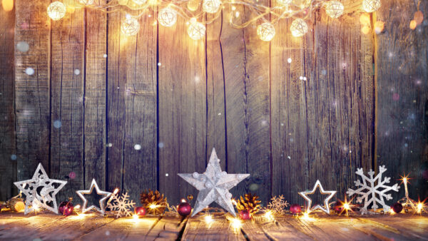 Wallpaper Decoration, With, Christmas, Snowflake, Wood, Desktop, Star