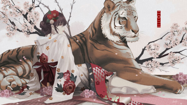 Wallpaper Year, Anime, Kimono, Tiger, Girl, The