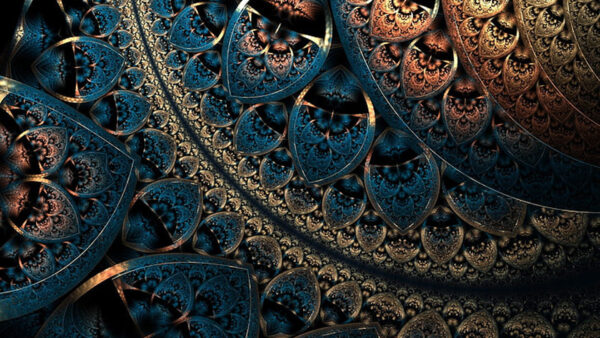 Wallpaper Abstract, Fractal, Digital, Blue, Red, Pattern, Art