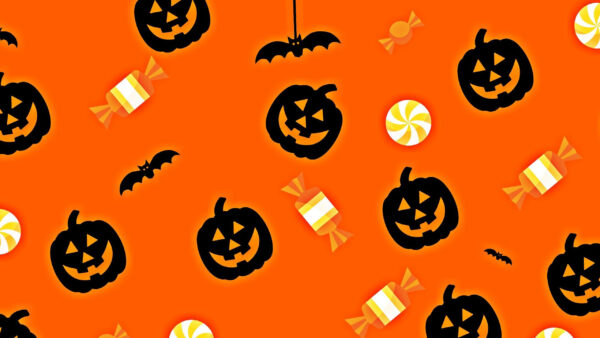 Wallpaper Cute, Bats, Pumpkins, Candy, Halloween, Orange, Background
