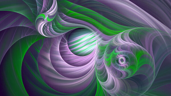 Wallpaper Fractal, Patterns, Green, Shapes, Light, Trippy, Purple