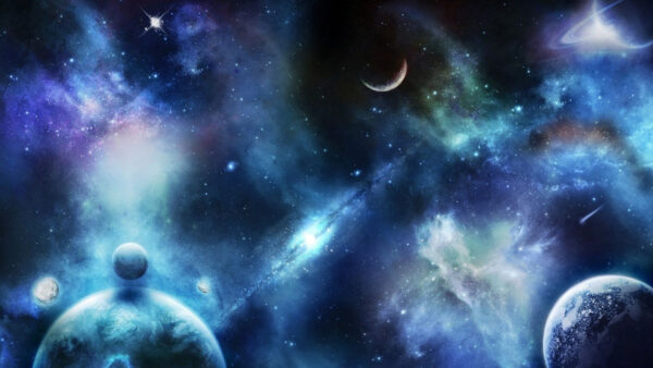 Wallpaper Space, Blue, Planets, Universe, Stars, Blurring, Spots