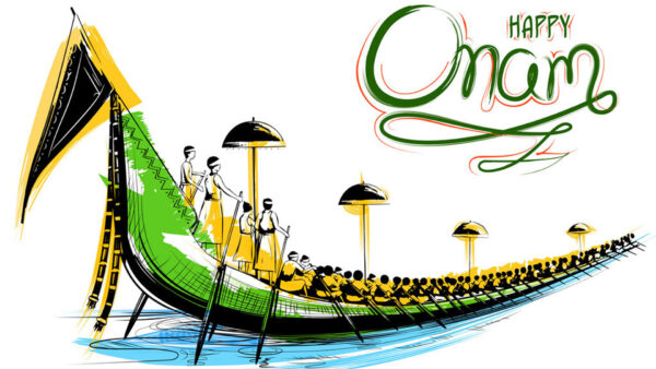 Wallpaper Boat, Colorful, Background, Umbrella, Onam, Happy, White