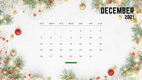 Wallpaper Decoration, Balls, Calendar, 2021, December, Tree, Colorful, Christmas