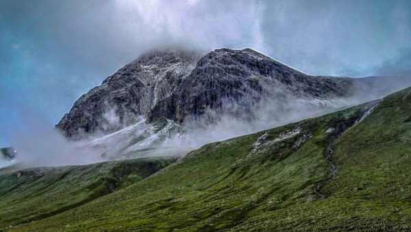 Wallpaper With, Fog, Snow, Mountain, Greenery, Nature, Desktop, Rock, Slope