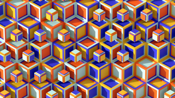 Wallpaper Mixed, Cubes, Geometric, Abstraction, Shapes, Squares, Colors, Abstract