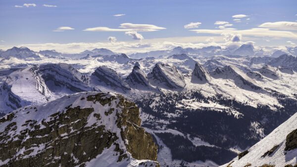 Wallpaper Rocks, Sky, Mobile, Covered, Nature, Blue, Desktop, Snow, Trees, Forest, Under